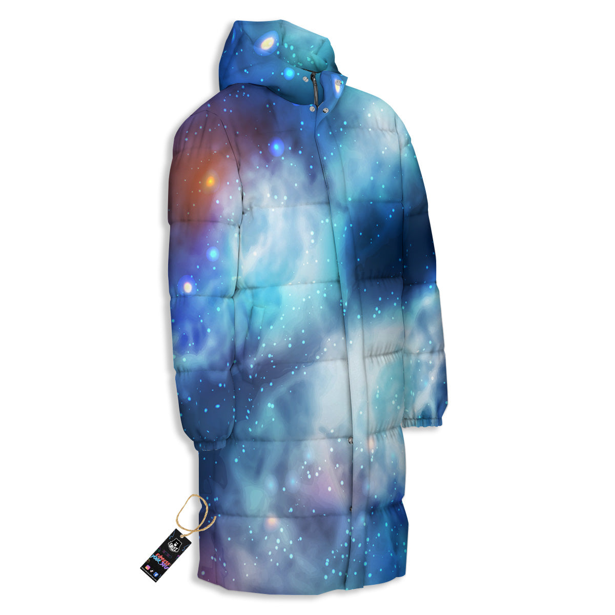 Cosmic Galaxy Space Blue Purple Print Long Down Jacket