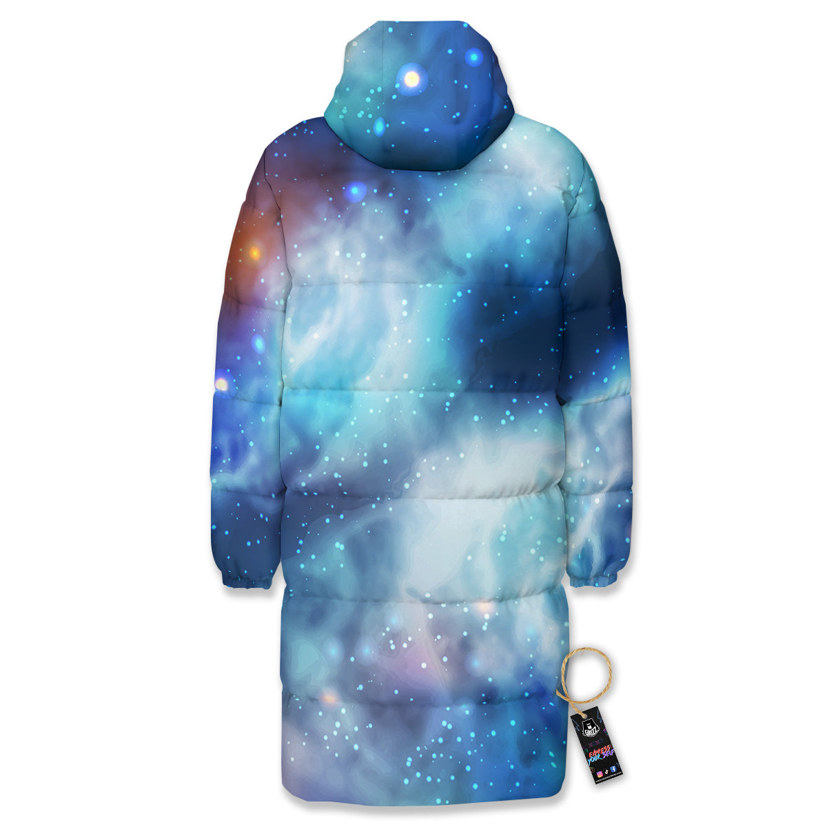 Cosmic Galaxy Space Blue Purple Print Long Down Jacket