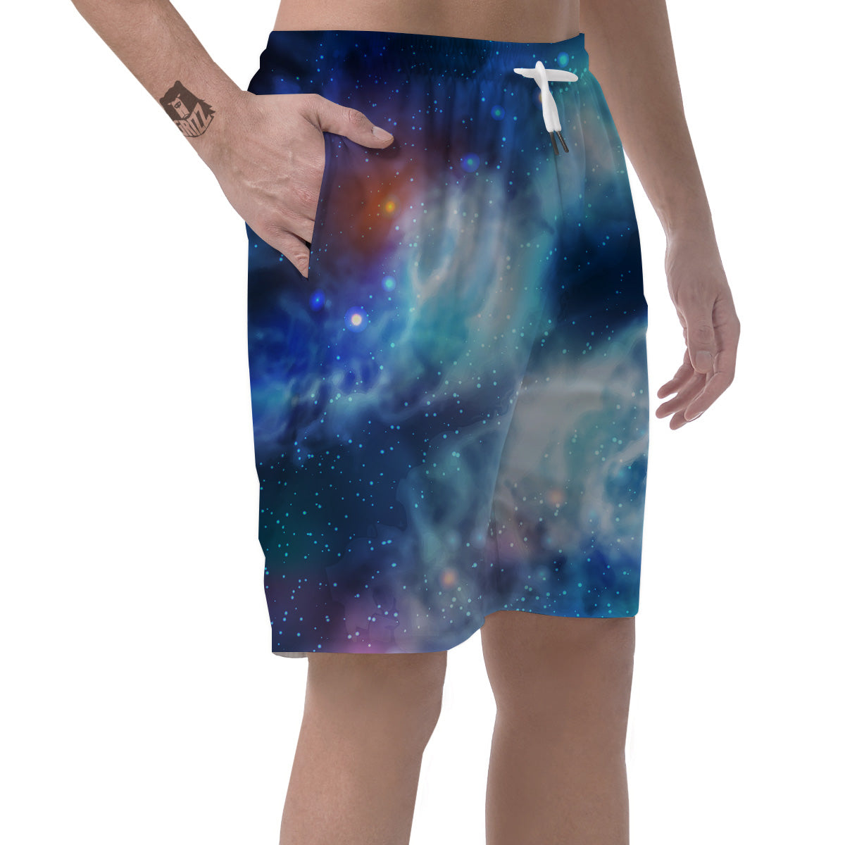 Cosmic Galaxy Space Blue Purple Print Men's Shorts-grizzshop