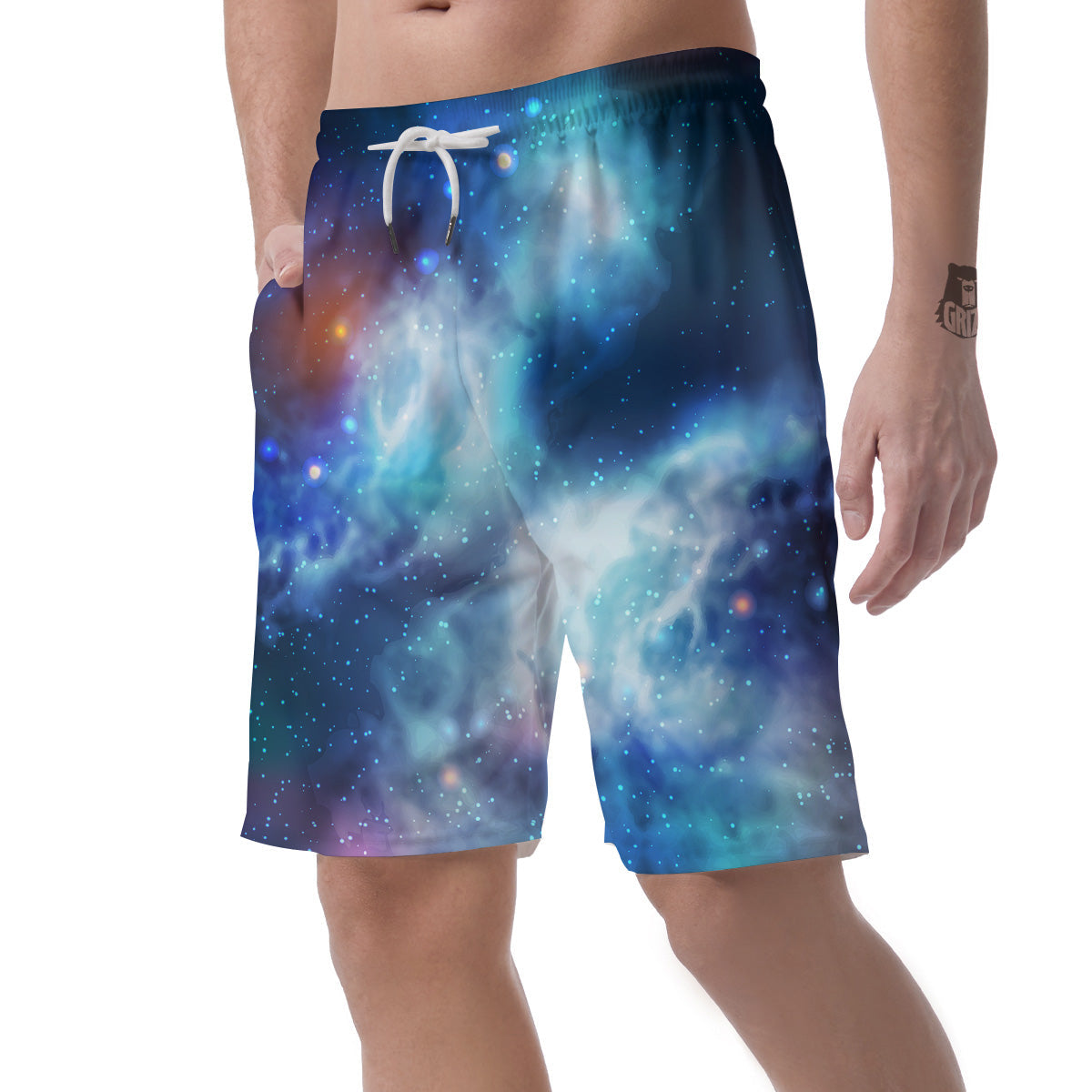 Cosmic Galaxy Space Blue Purple Print Men's Shorts-grizzshop