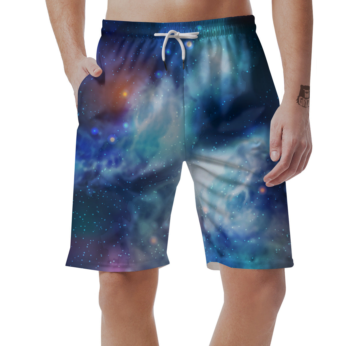 Cosmic Galaxy Space Blue Purple Print Men's Shorts-grizzshop
