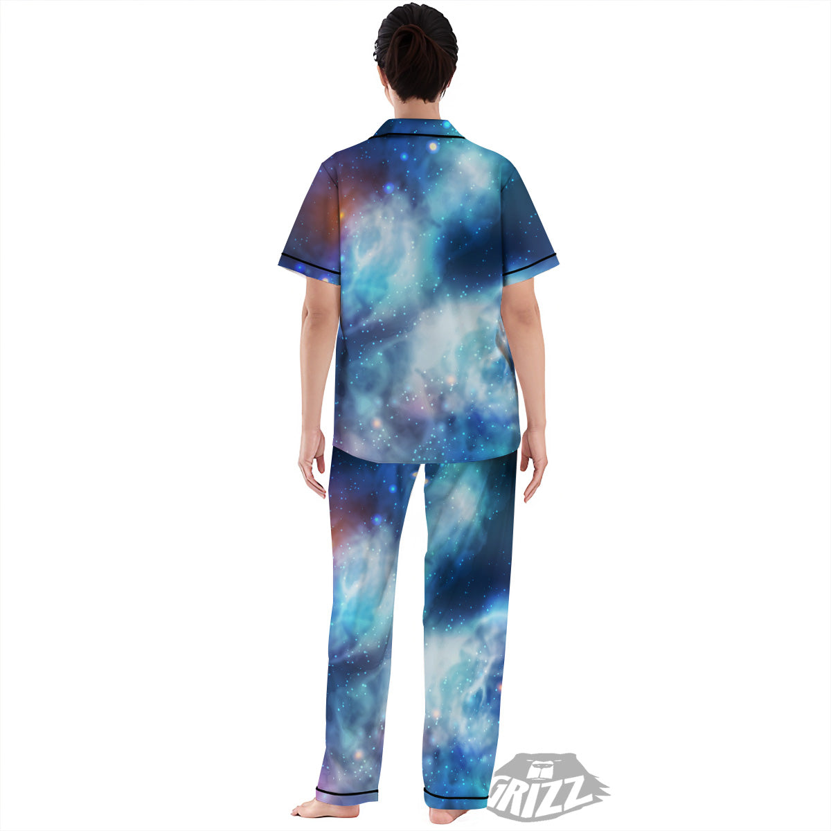 Cosmic Galaxy Space Blue Purple Print Women's Pajamas Set-grizzshop