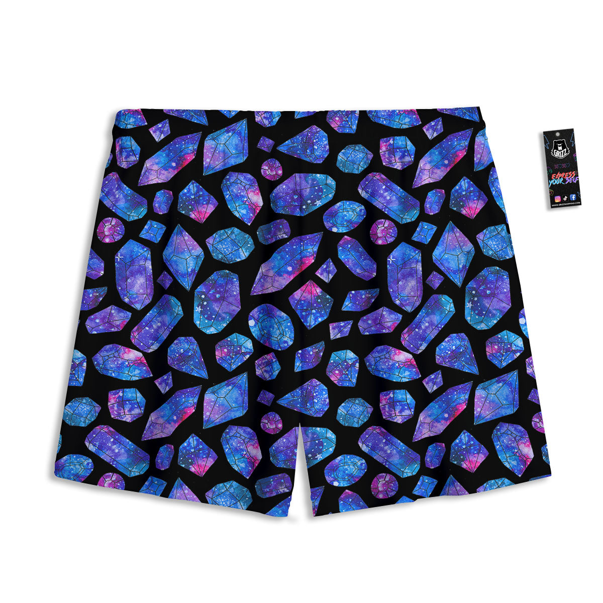 Cosmic Galaxy Space Purple Crystal Print Mesh Shorts