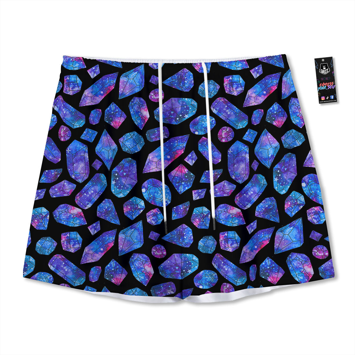Cosmic Galaxy Space Purple Crystal Print Mesh Shorts