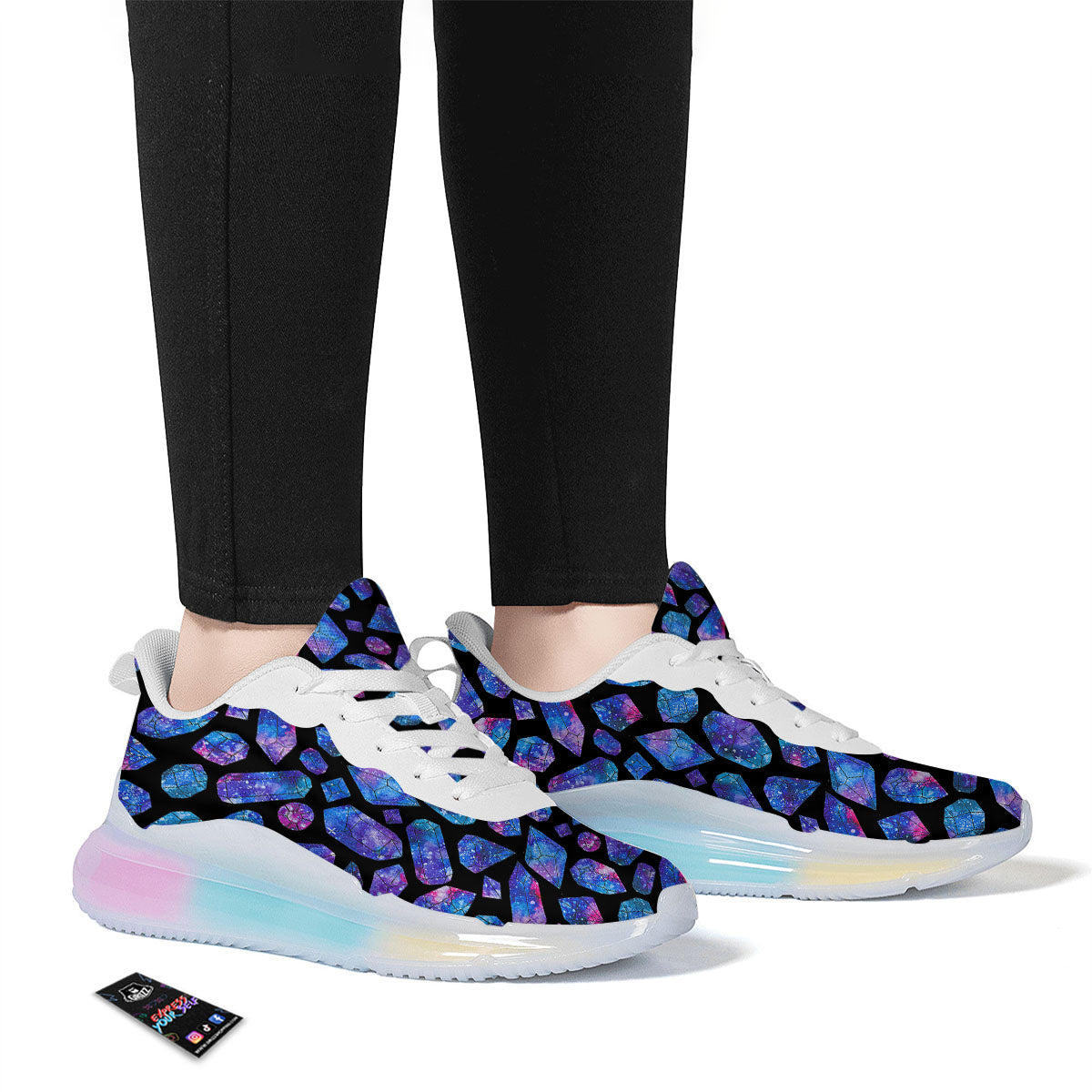 Cosmic Galaxy Space Purple Crystal Print Running Sneakers-grizzshop