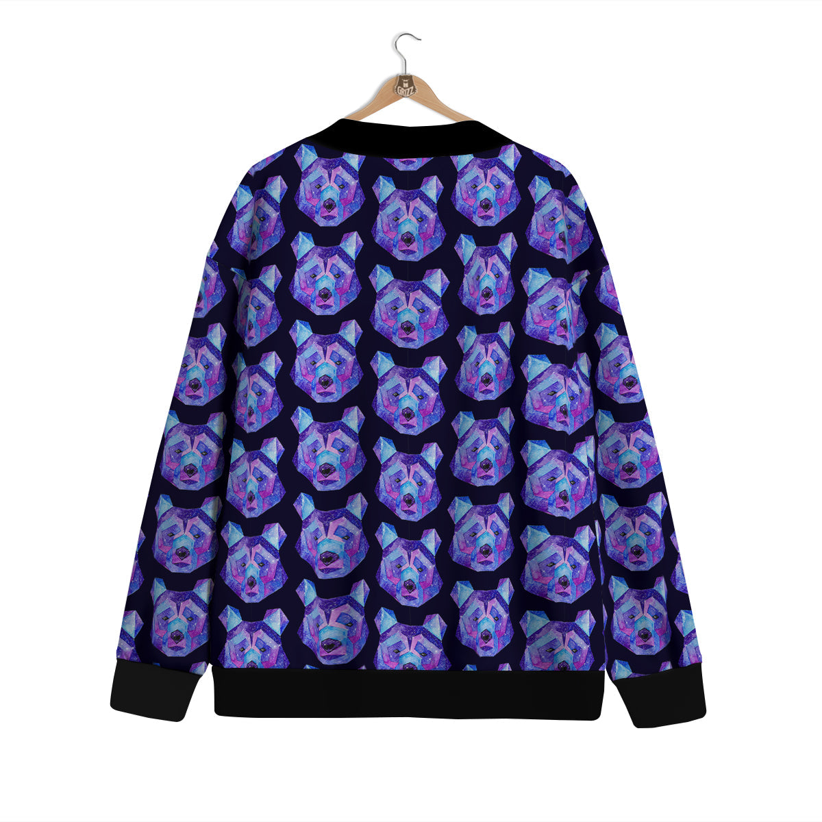 Cosmic Polygonal Bear Print Pattern Cardigan-grizzshop