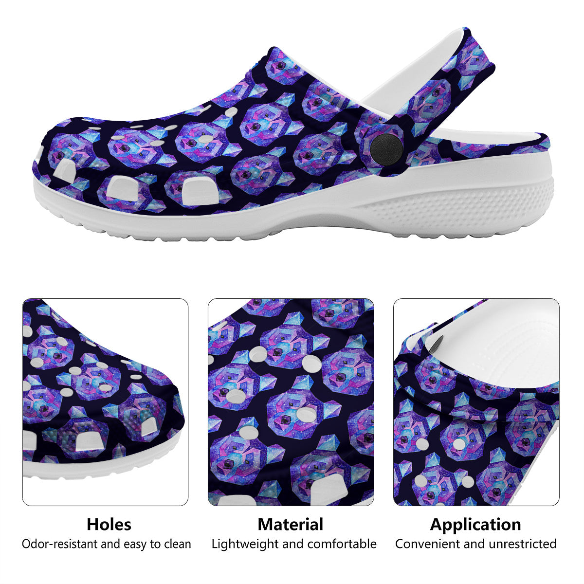 Cosmic Polygonal Bear Print Pattern Clog-grizzshop