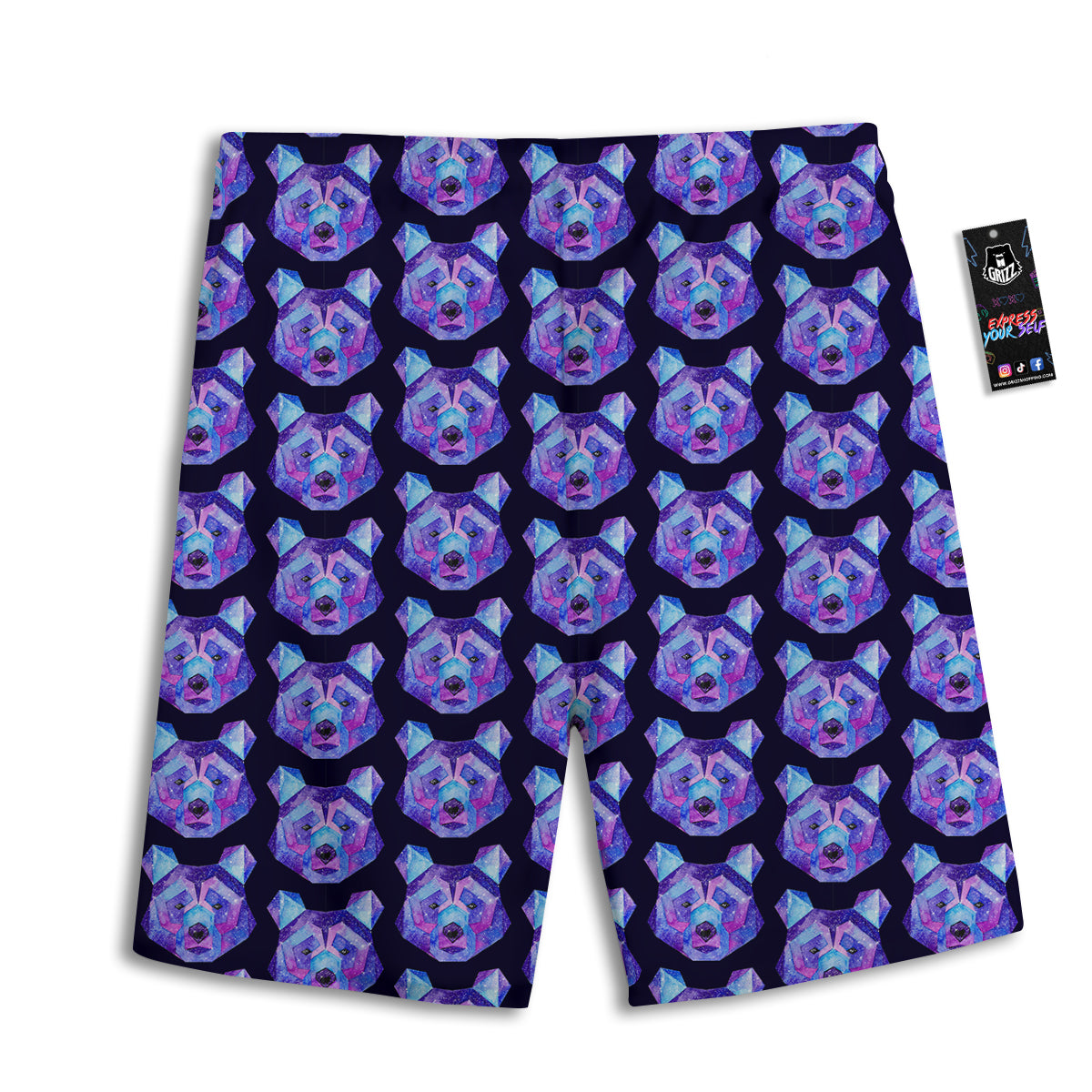 Cosmic Polygonal Bear Print Pattern Men's Athletic Shorts