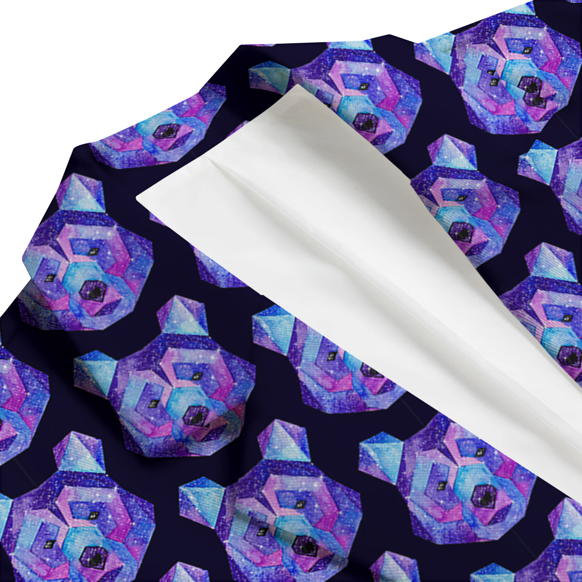 Cosmic Polygonal Bear Print Pattern Men's Blazer-grizzshop