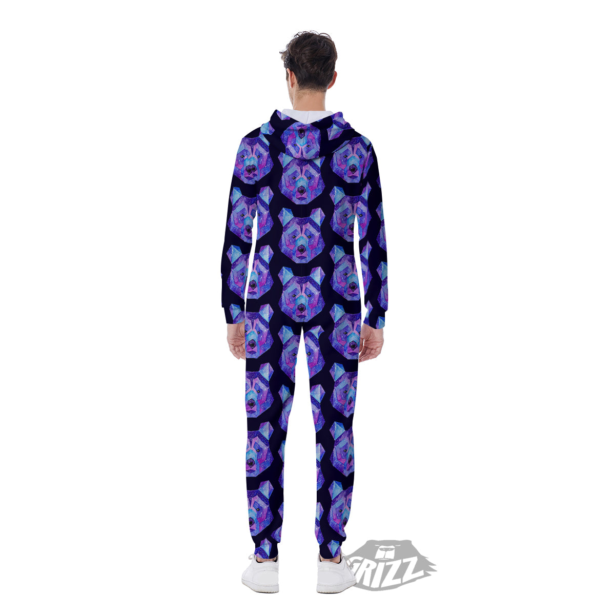 Cosmic Polygonal Bear Print Pattern Men's Jumpsuit-grizzshop