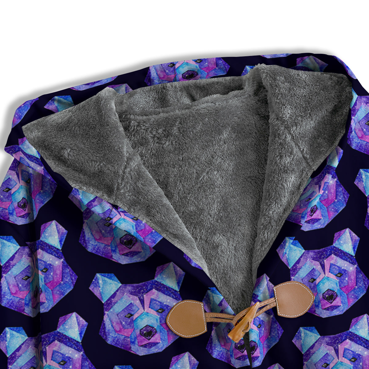 Cosmic Polygonal Bear Print Pattern Men's Windbreaker Jacket-grizzshop
