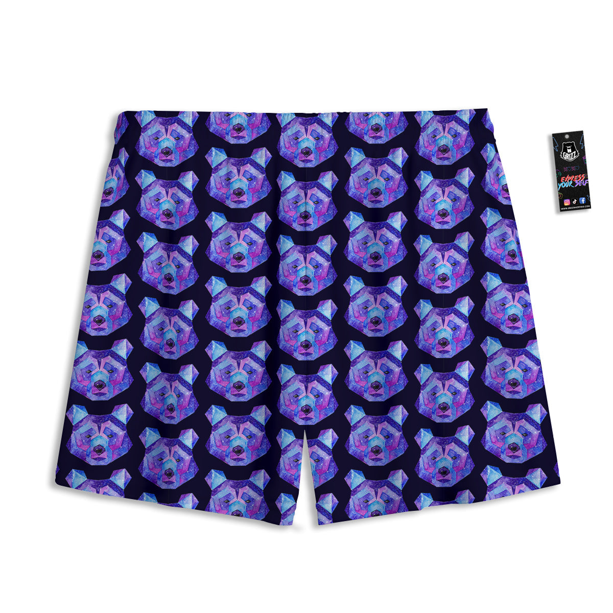 Cosmic Polygonal Bear Print Pattern Mesh Shorts-grizzshop