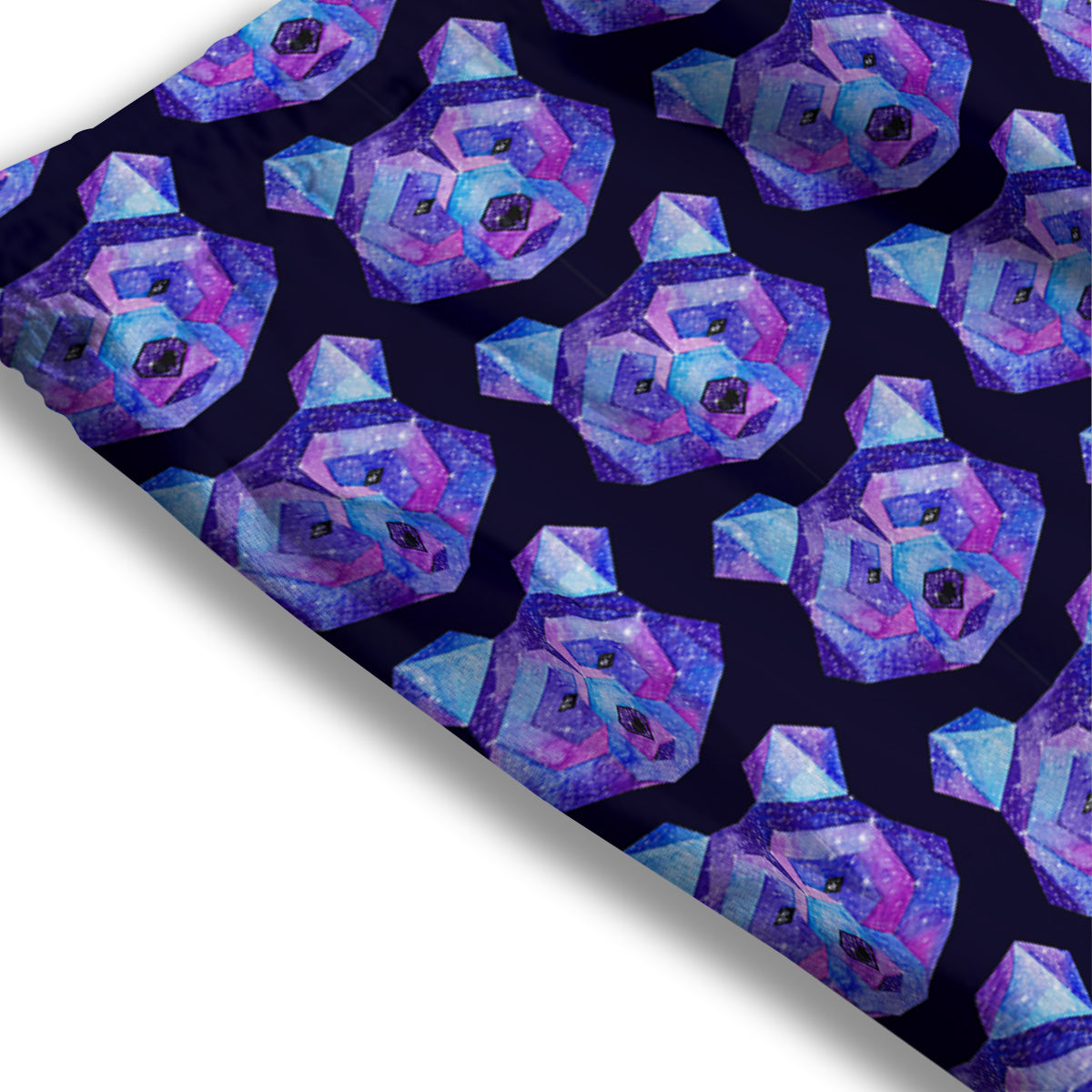 Cosmic Polygonal Bear Print Pattern Mesh Shorts-grizzshop