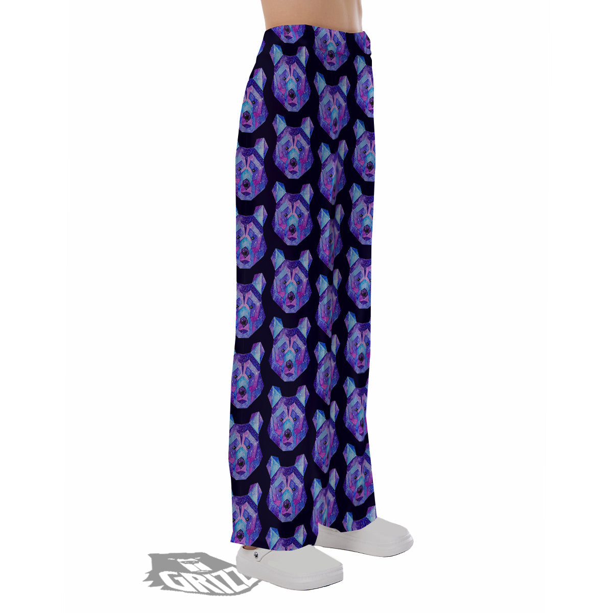 Cosmic Polygonal Bear Print Pattern Pajama Pants-grizzshop