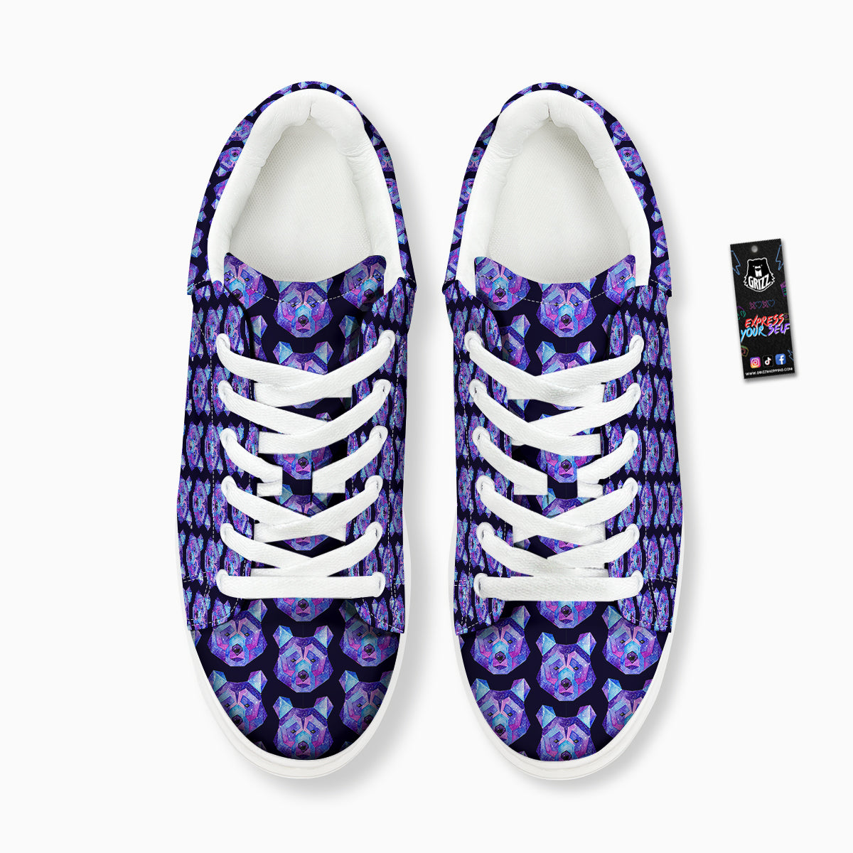 Cosmic Polygonal Bear Print Pattern Platform Shoes-grizzshop