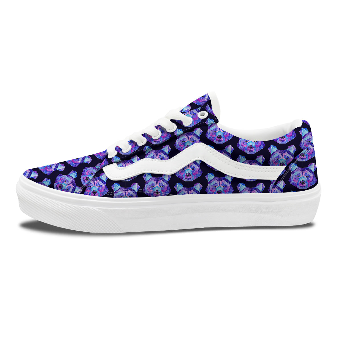 Cosmic Polygonal Bear Print Pattern Skate Shoes-grizzshop