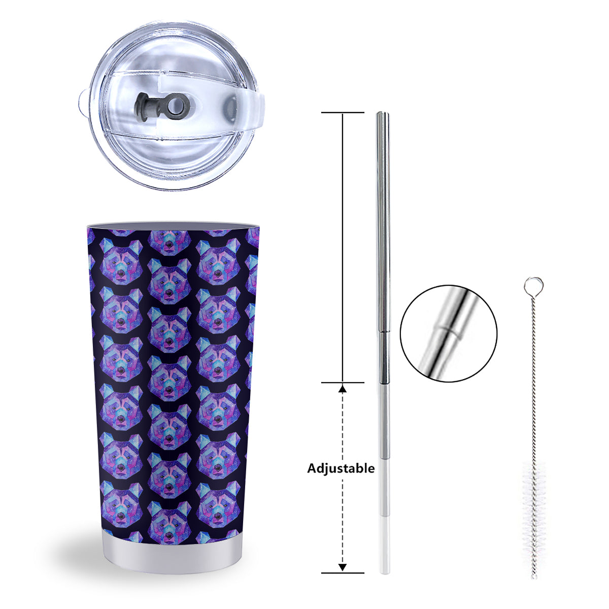 Cosmic Polygonal Bear Print Pattern Tumbler-grizzshop
