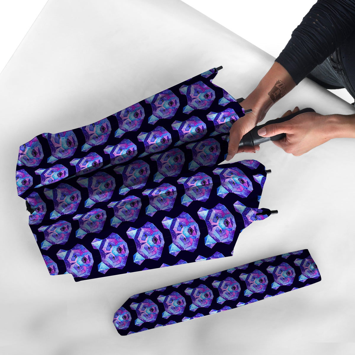 Cosmic Polygonal Bear Print Pattern Umbrella-grizzshop
