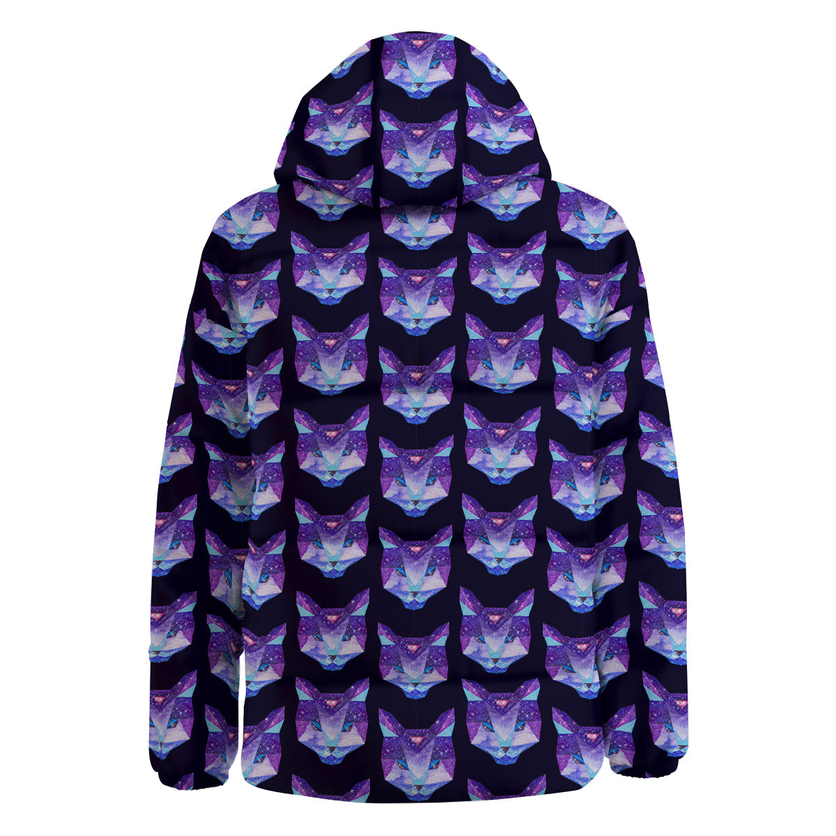 Cosmic Polygonal Cat Print Pattern Down Jacket-grizzshop