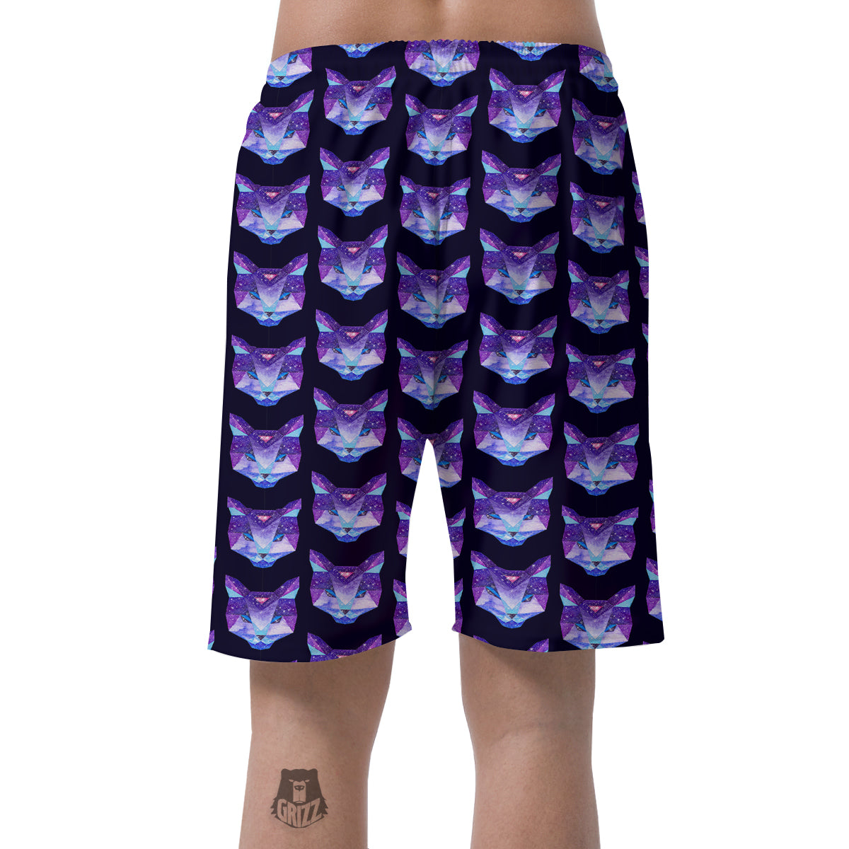 Cosmic Polygonal Cat Print Pattern Men's Shorts-grizzshop