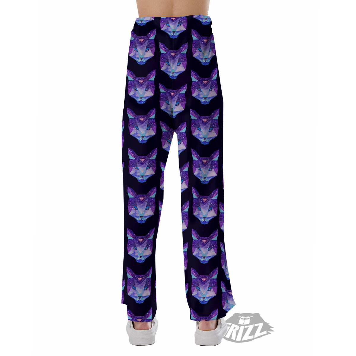 Cosmic Polygonal Cat Print Pattern Pajama Pants-grizzshop