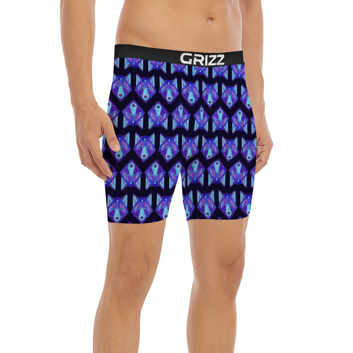 Cosmic Polygonal Wolf Print Pattern Boxer Briefs-grizzshop