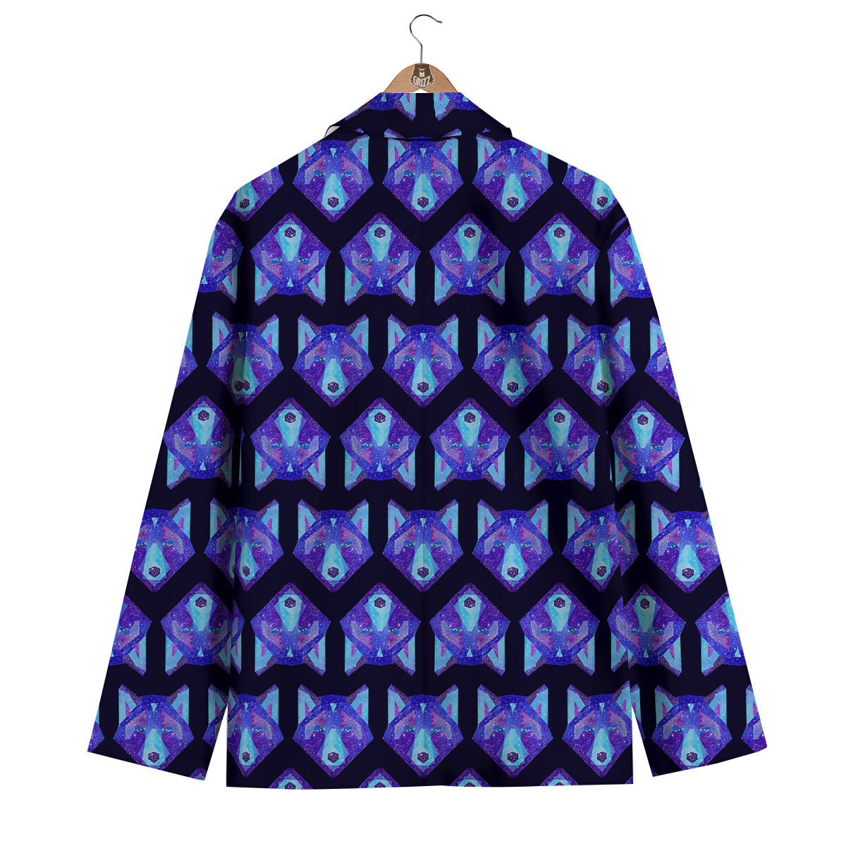 Cosmic Polygonal Wolf Print Pattern Men's Blazer-grizzshop