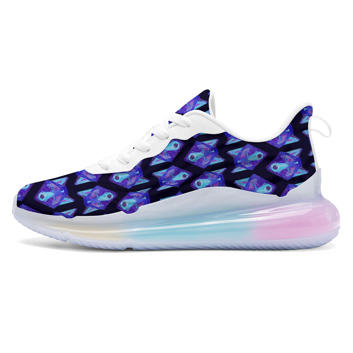 Cosmic Polygonal Wolf Print Pattern Running Sneakers-grizzshop