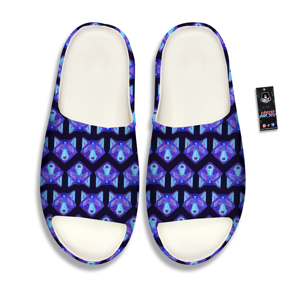 Cosmic Polygonal Wolf Print Pattern Sandals-grizzshop