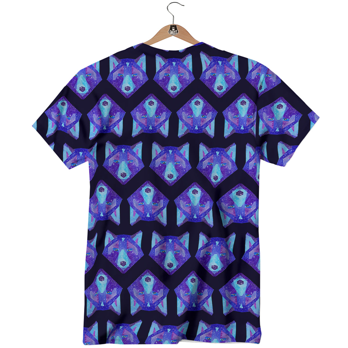 Cosmic Polygonal Wolf Print Pattern T-Shirt-grizzshop