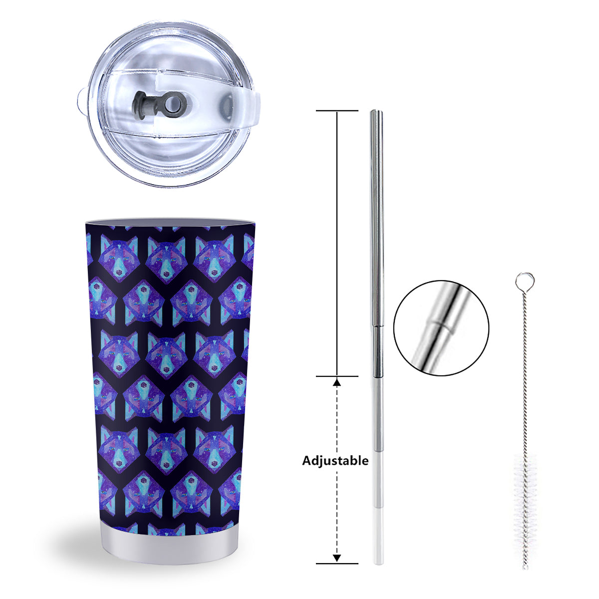 Cosmic Polygonal Wolf Print Pattern Tumbler-grizzshop