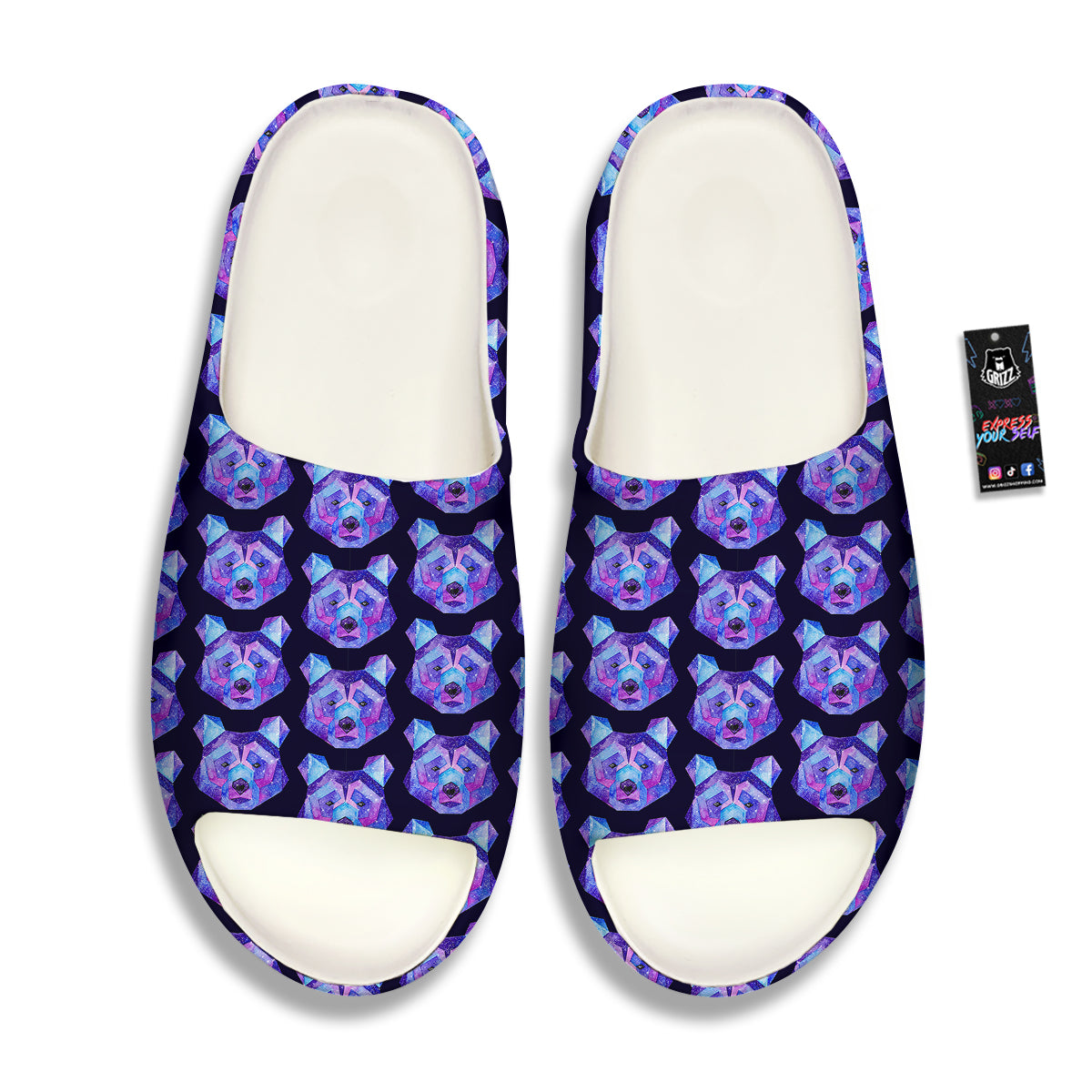 Cosmic Polygonal Bear Print Pattern Sandals-grizzshop