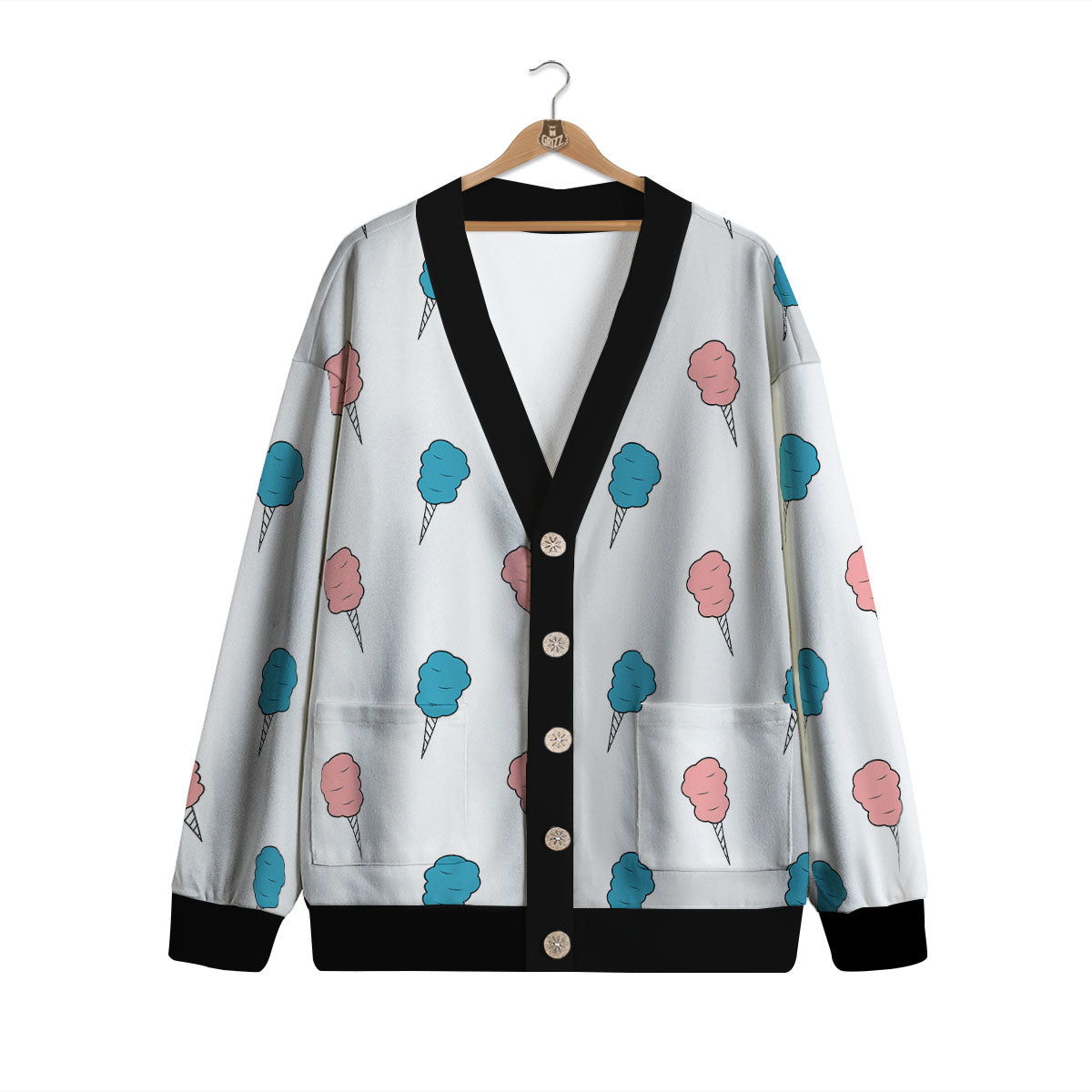 Cotton Candy Blue And Pink Print Pattern Cardigan-grizzshop