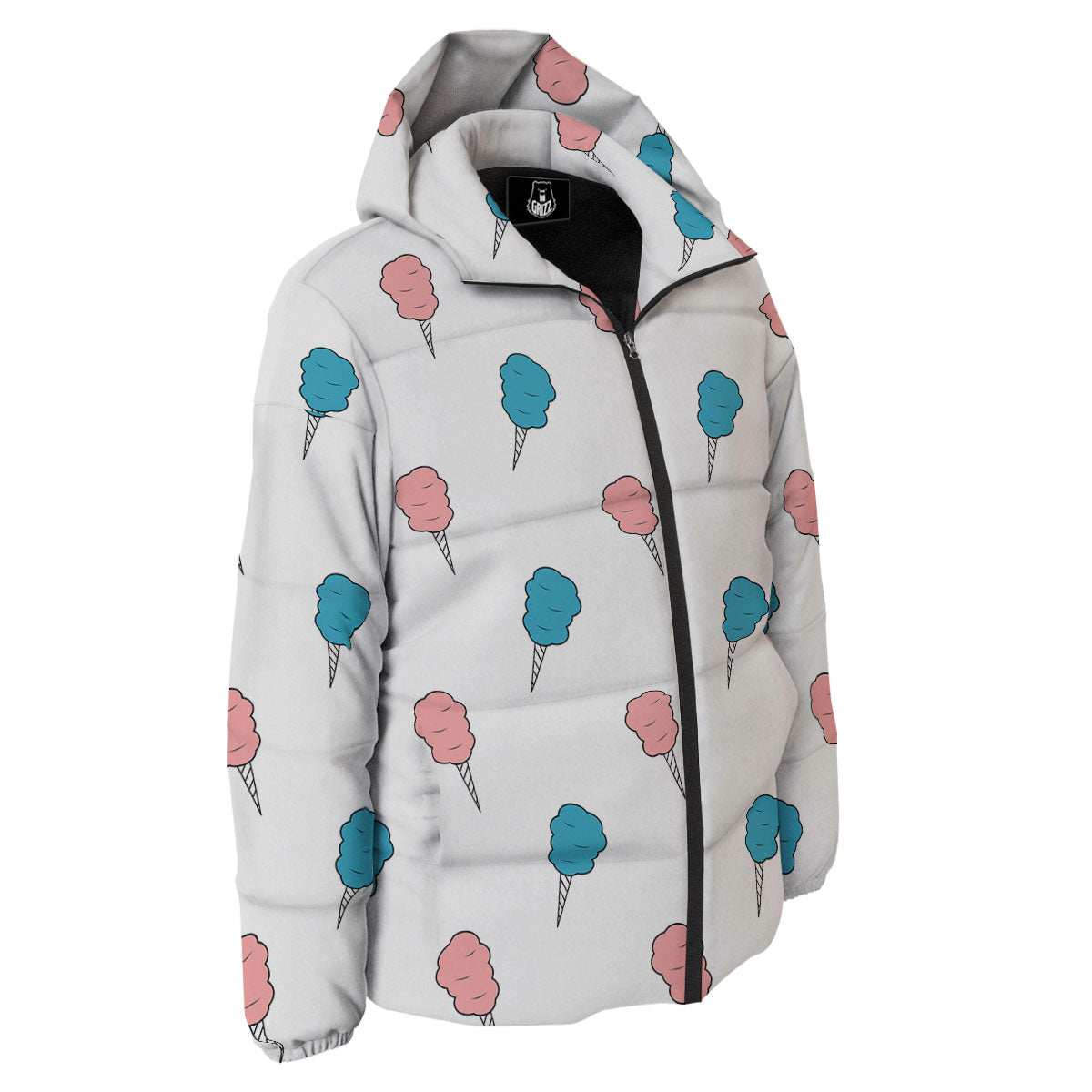 Cotton Candy Blue And Pink Print Pattern Down Jacket-grizzshop