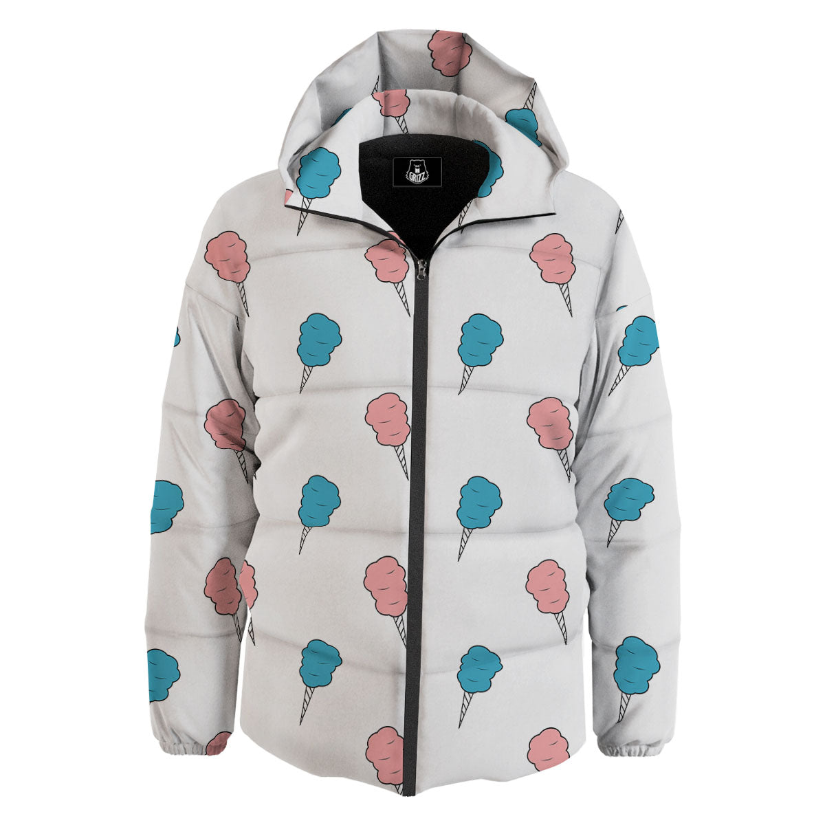 Cotton Candy Blue And Pink Print Pattern Down Jacket-grizzshop