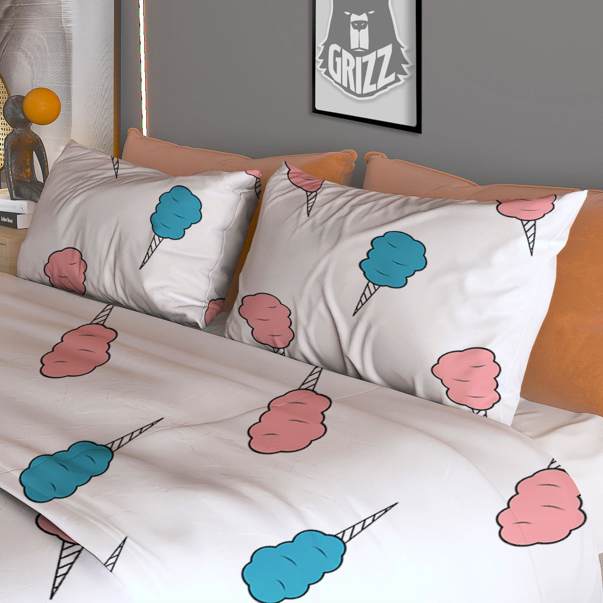 Cotton Candy Blue And Pink Print Pattern Duvet Cover Bedding Set