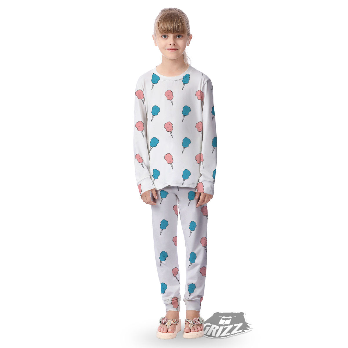 Cotton Candy Blue And Pink Print Pattern Kid's Pajamas-grizzshop