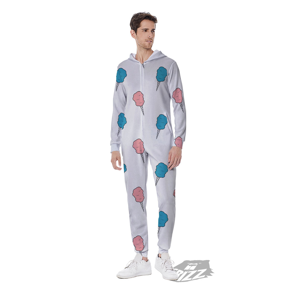 Cotton Candy Blue And Pink Print Pattern Men's Jumpsuit-grizzshop