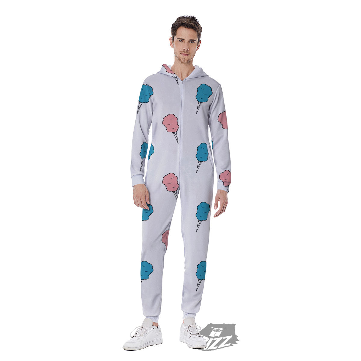 Cotton Candy Blue And Pink Print Pattern Men's Jumpsuit-grizzshop