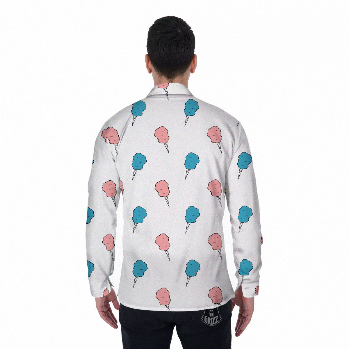 Cotton Candy Blue And Pink Print Pattern Men's Long Sleeve Shirts-grizzshop
