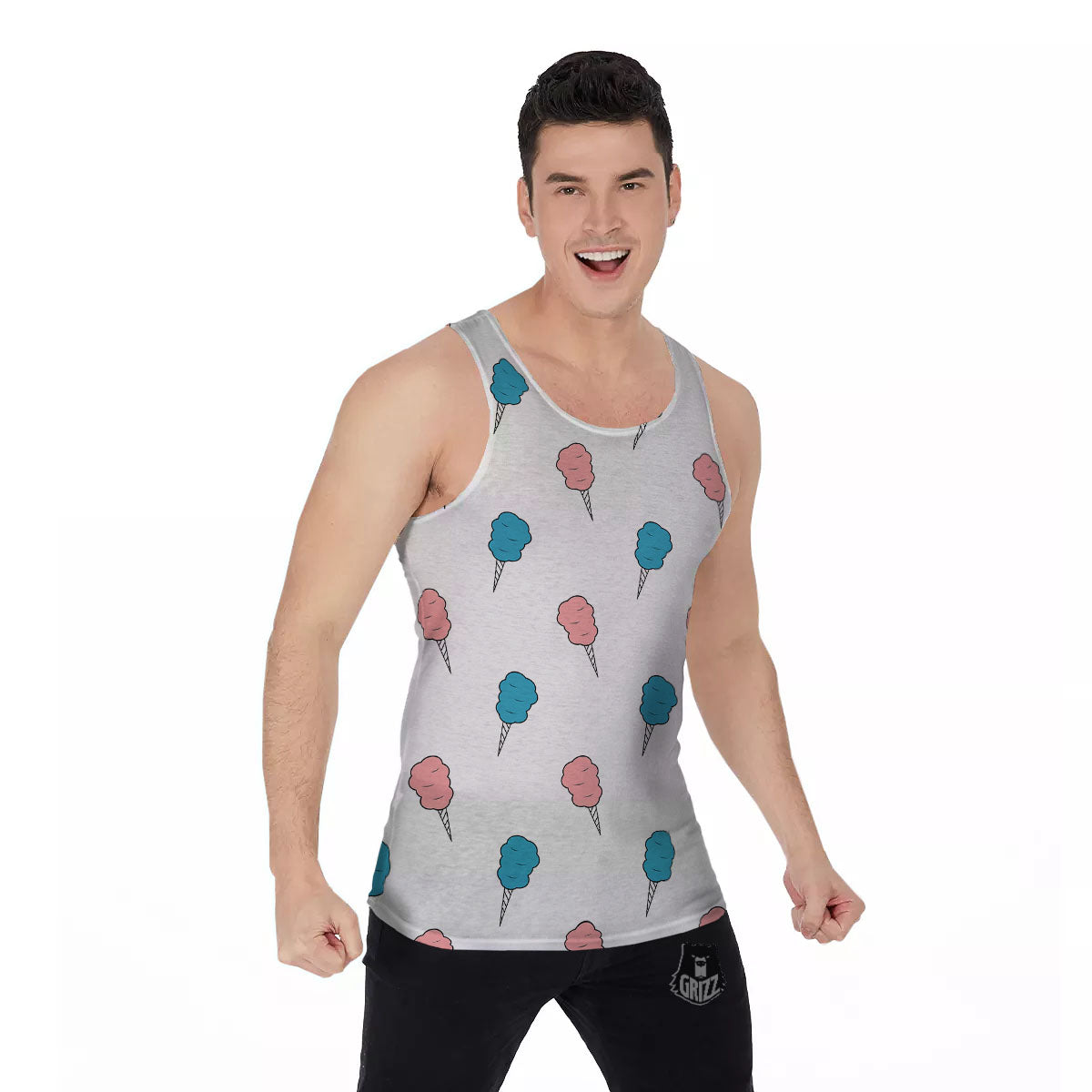 Cotton Candy Blue And Pink Print Pattern Men's Tank Top-grizzshop