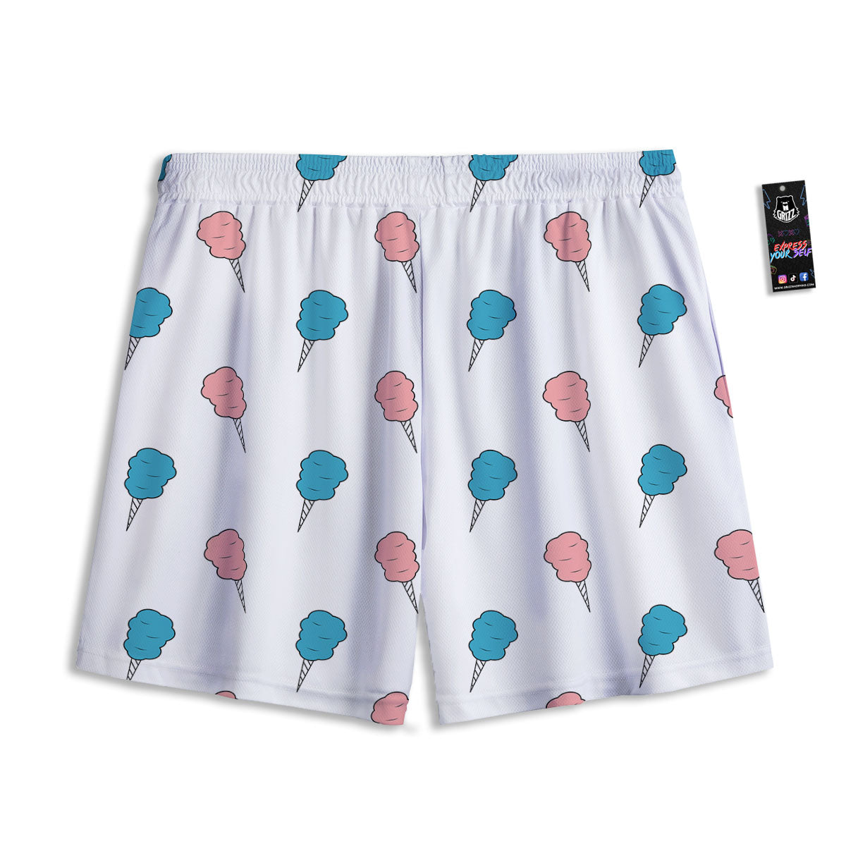 Cotton Candy Blue And Pink Print Pattern Mesh Shorts