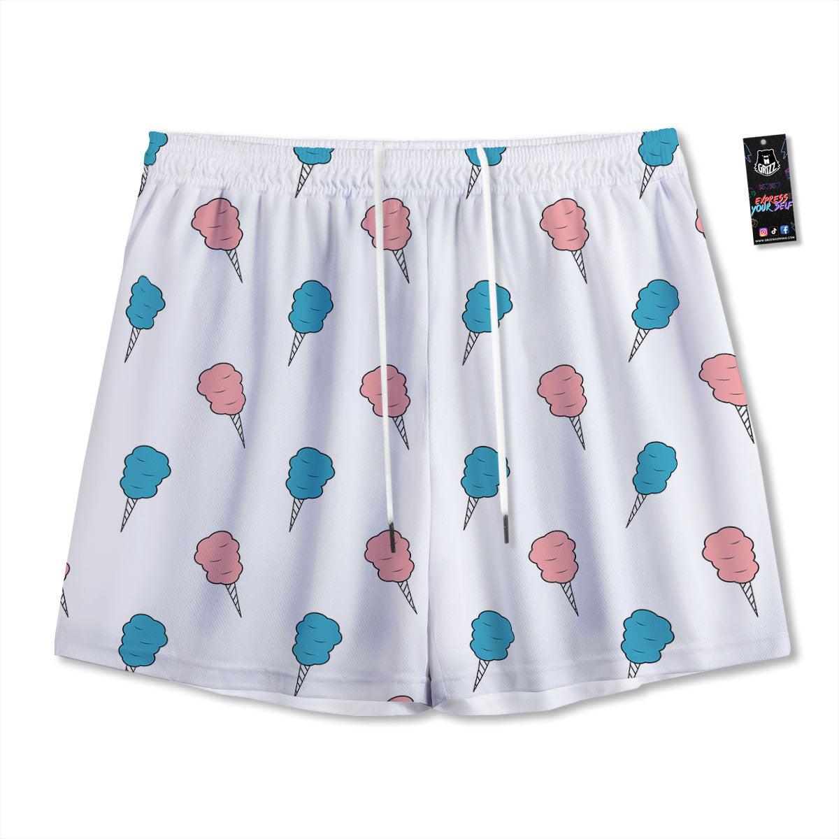 Cotton Candy Blue And Pink Print Pattern Mesh Shorts