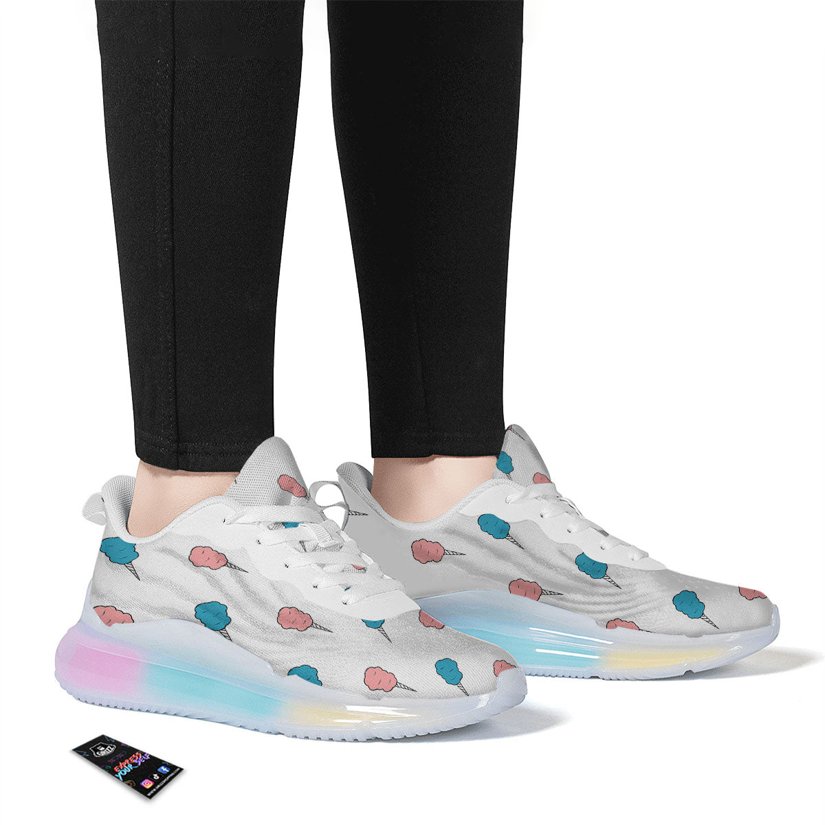 Cotton Candy Blue And Pink Print Pattern Running Sneakers-grizzshop