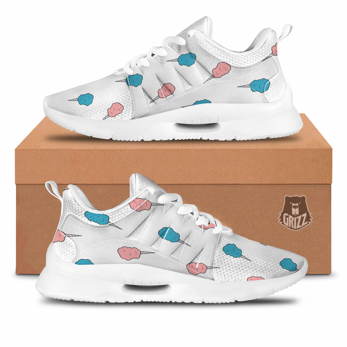 Cotton Candy Blue And Pink Print Pattern Tennis Shoes-grizzshop