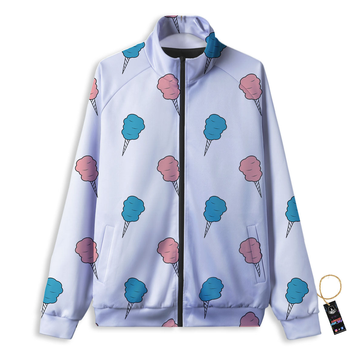 Cotton Candy Blue And Pink Print Pattern Track Jacket-grizzshop