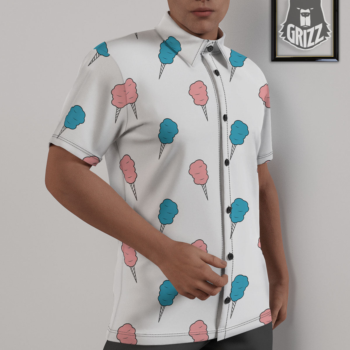 Cotton Candy Blue And Pink Print Pattern Untucked Shirts-grizzshop