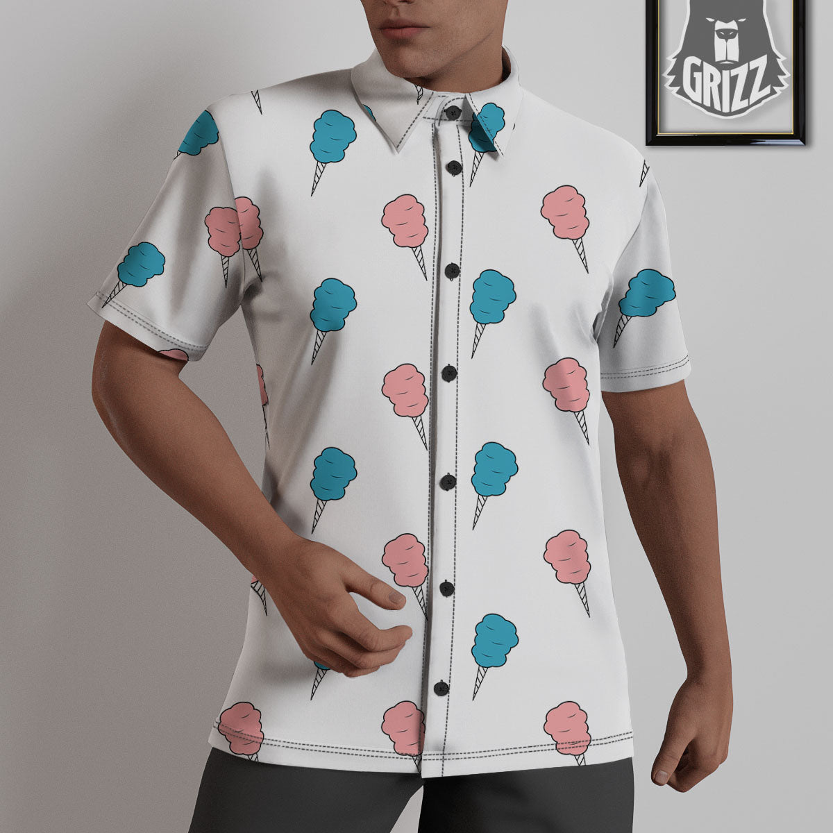 Cotton Candy Blue And Pink Print Pattern Untucked Shirts-grizzshop