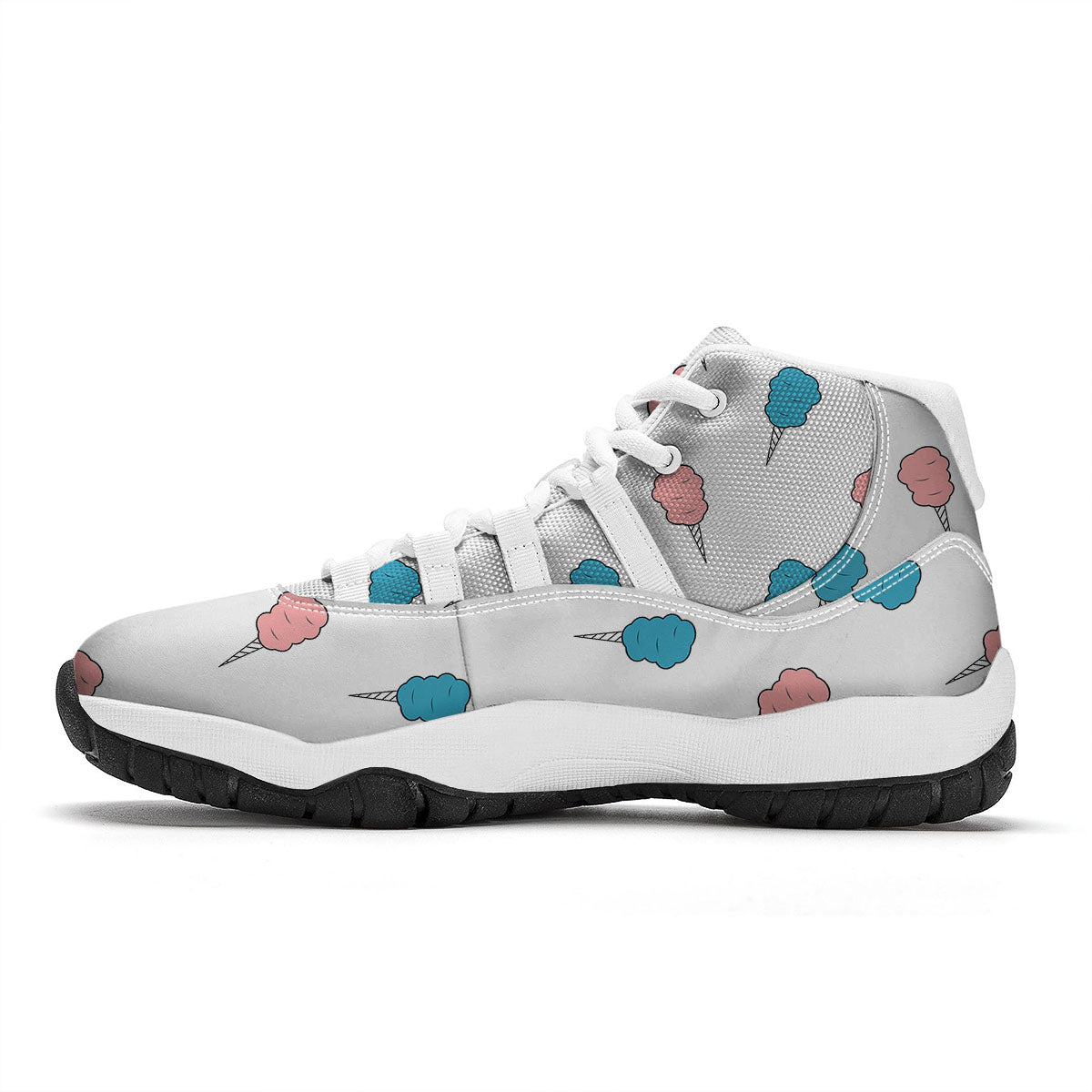 Cotton Candy Blue And Pink Print Pattern White Bball Shoes-grizzshop