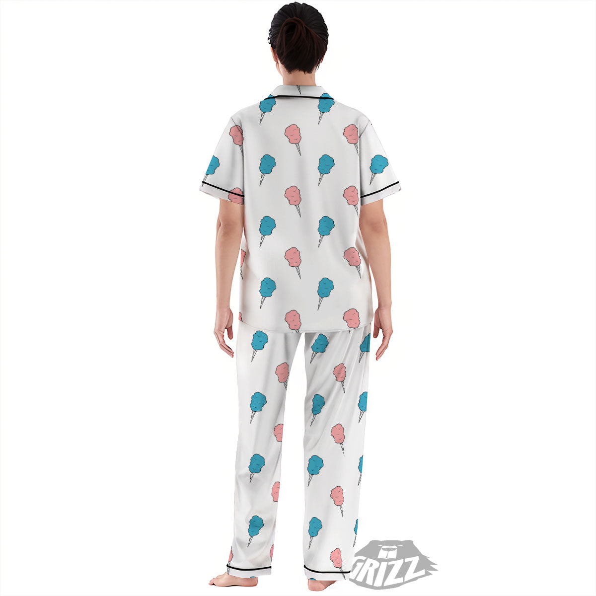 Cotton Candy Blue And Pink Print Pattern Women's Pajamas Set-grizzshop